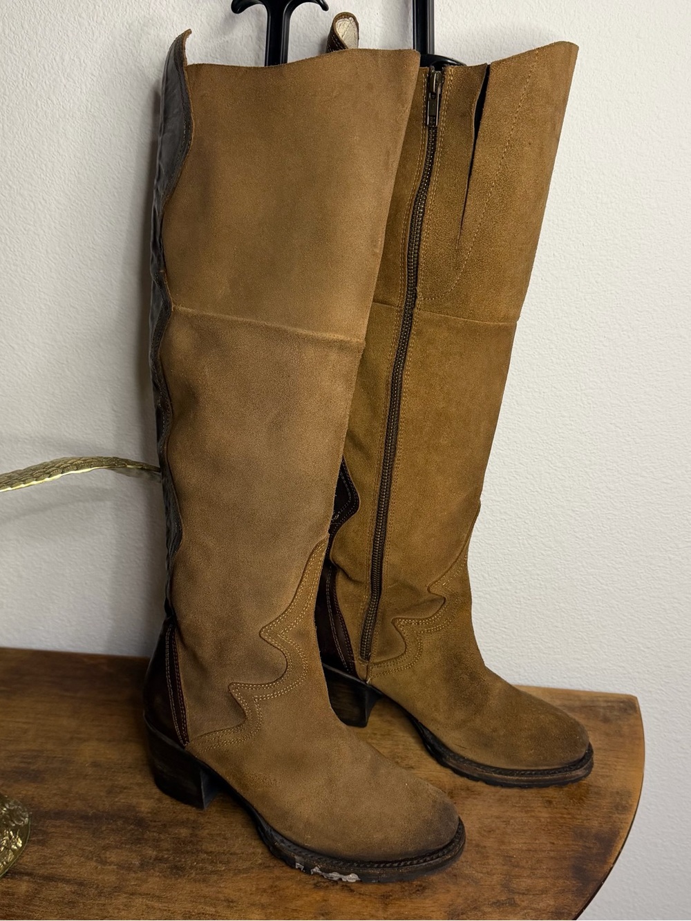 Freebird Steven Fuego Tan Leather Knee Boots Size 7